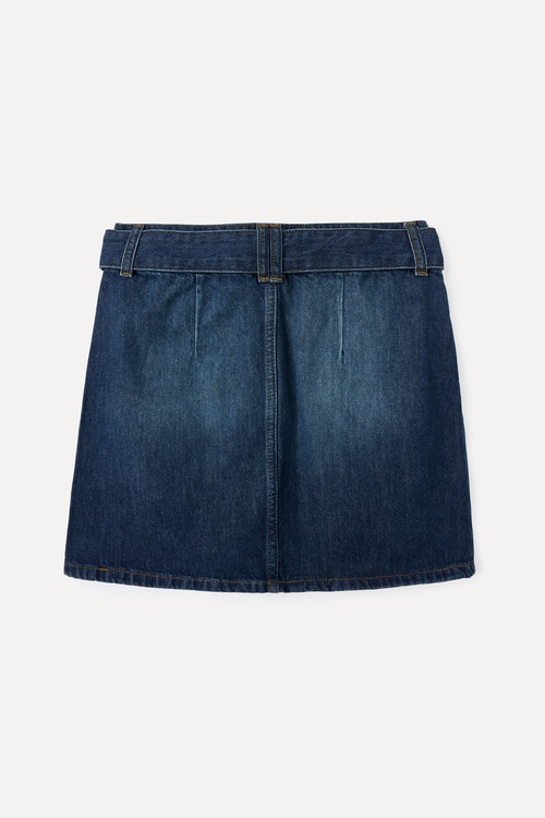  KEMER DETAYLI MİNİ JEAN ETEK