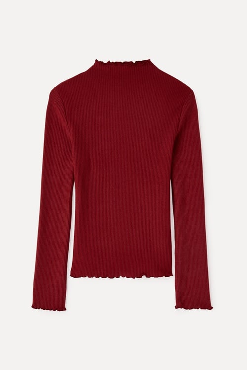 FITTED DİK YAKA UZUN KOLLU T-SHIRT