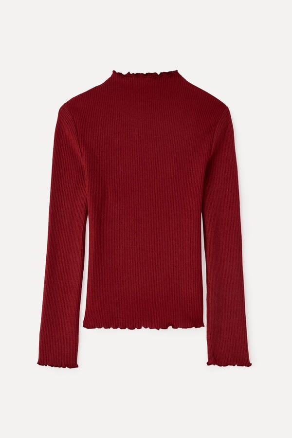 FITTED DİK YAKA UZUN KOLLU T-SHIRT