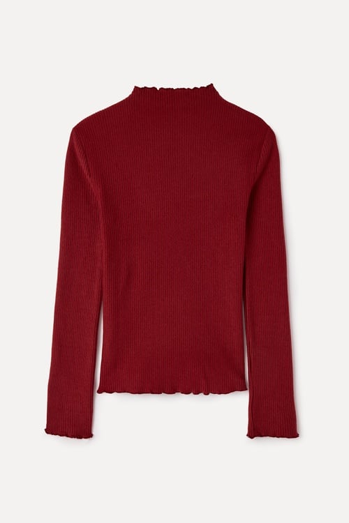 FITTED DİK YAKA UZUN KOLLU T-SHIRT