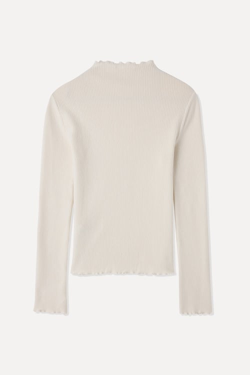  FITTED DİK YAKA UZUN KOLLU T-SHIRT