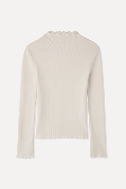  FITTED DİK YAKA UZUN KOLLU T-SHIRT