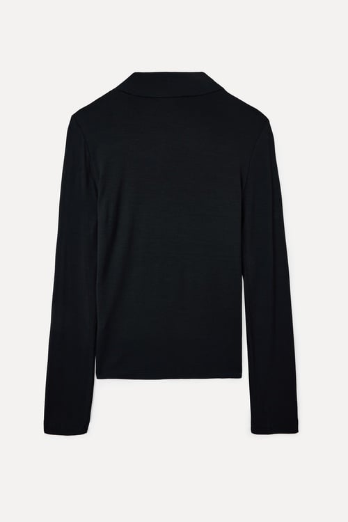 MODAL KARIŞIMLI DİK YAKA UZUN KOLLU T-SHIRT