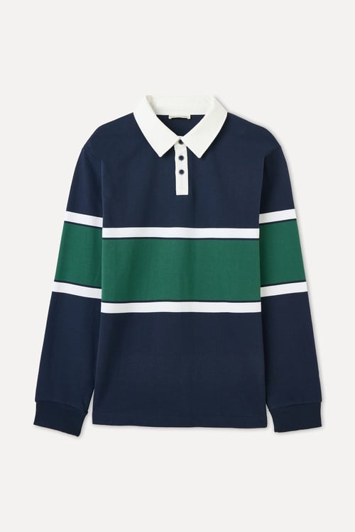 ÇİZGİLİ POLO YAKA SWEATSHIRT