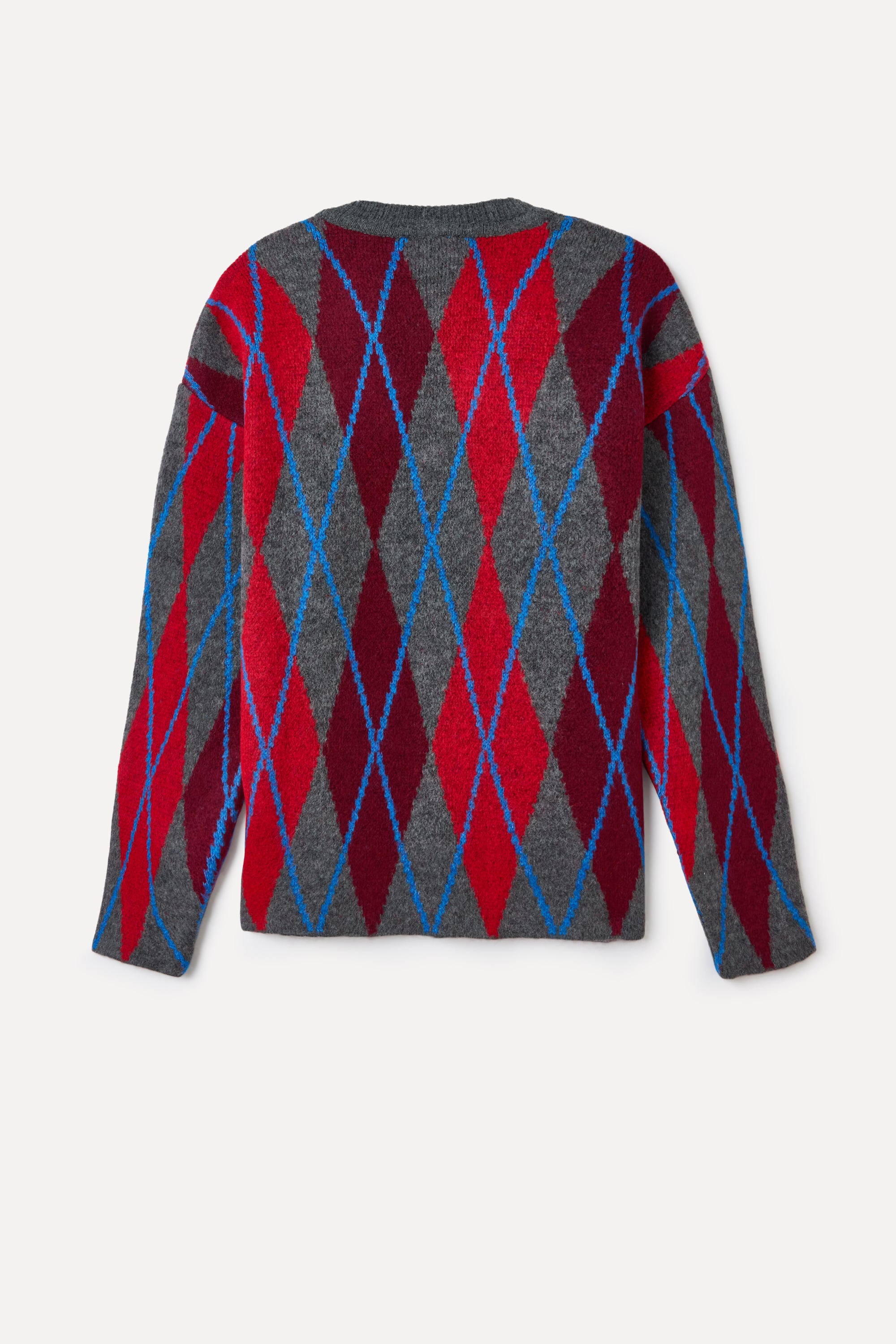 JAKARLI BAKLAVA DESENLİ V YAKA KAZAK