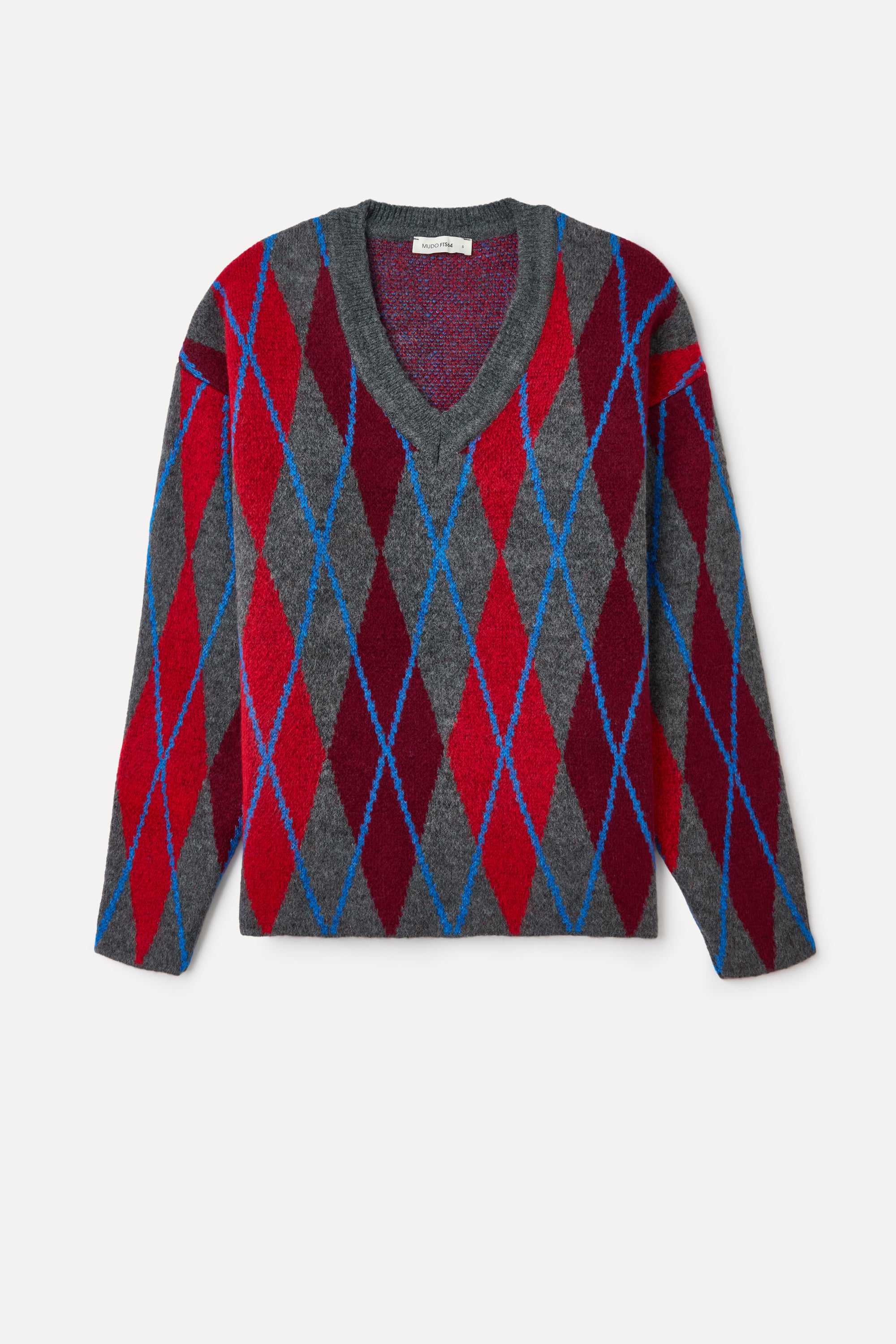 JAKARLI BAKLAVA DESENLİ V YAKA KAZAK