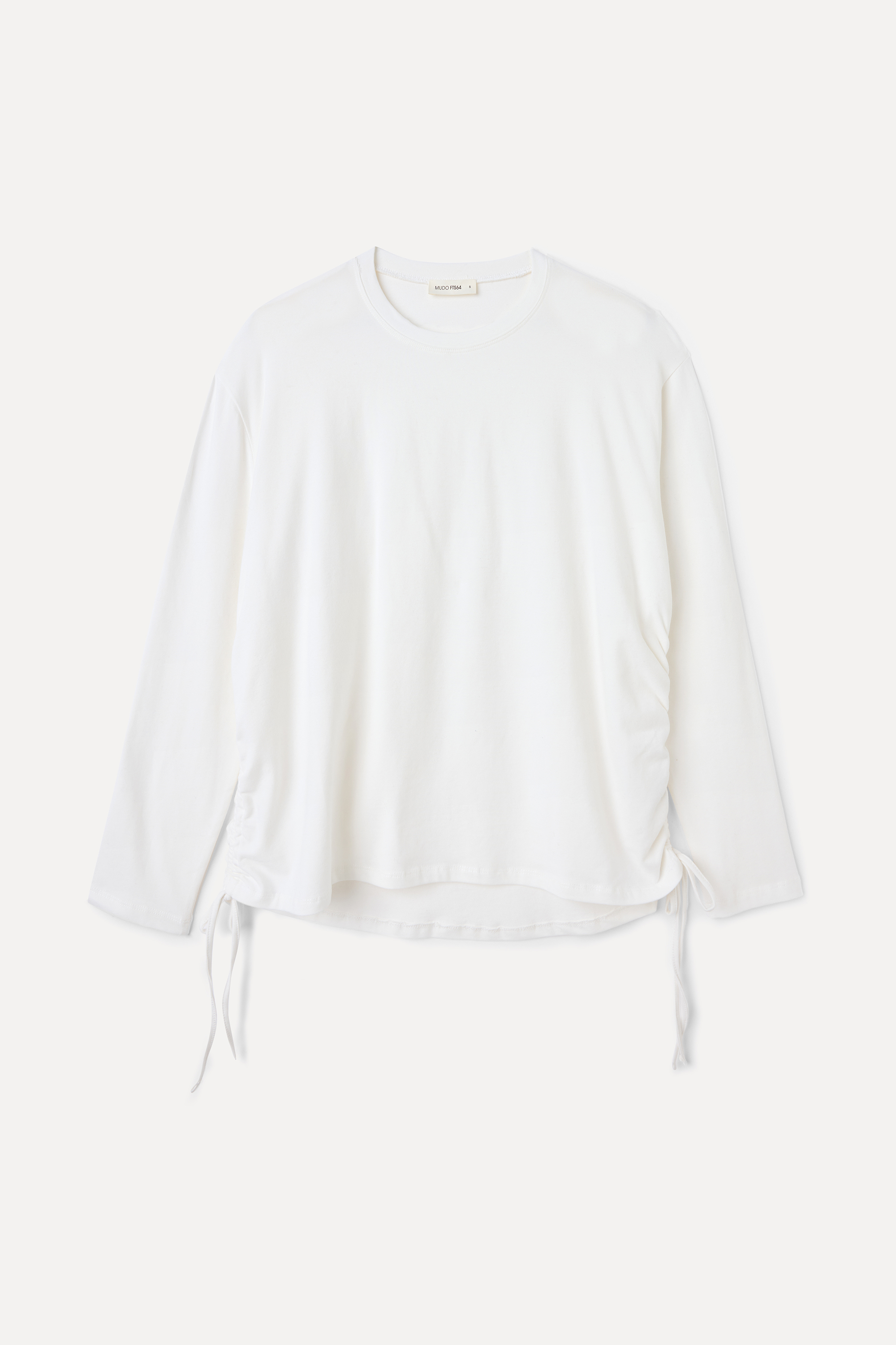 BELİ BÜZGÜLÜ OVERSIZE UZUN KOLLU T-SHIRT