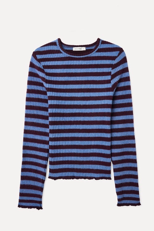 FITTED ÇİZGİLİ UZUN KOLLU BLUZ