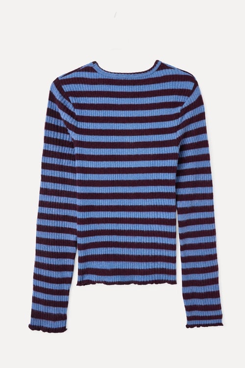 FITTED ÇİZGİLİ UZUN KOLLU BLUZ