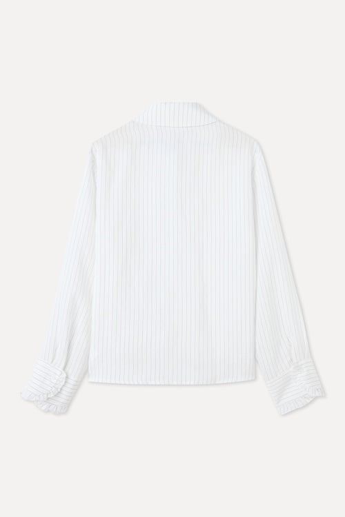 MODAL KARIŞIMLI ÇİZGİLİ FIRFIRLI BLUZ