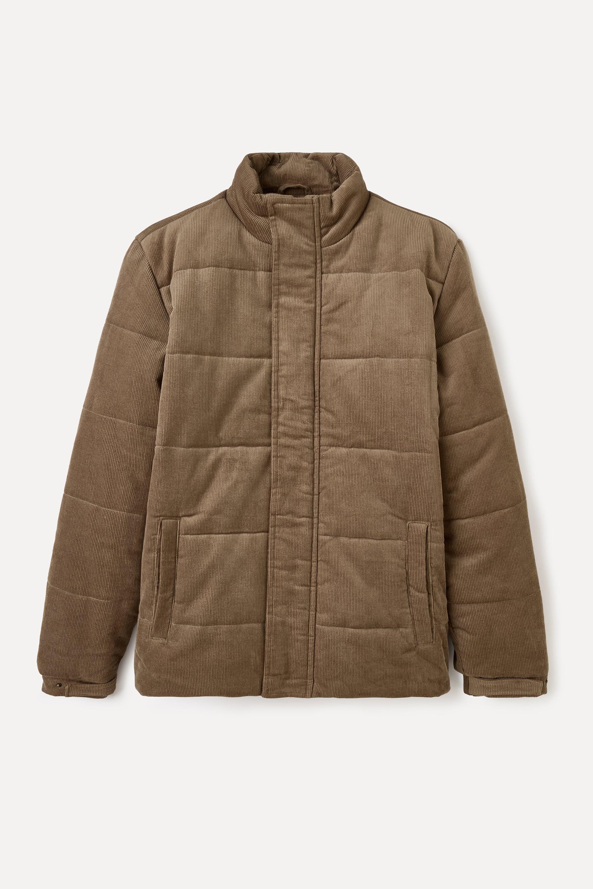 DİK YAKA KADİFE DOKULU PUFFER MONT