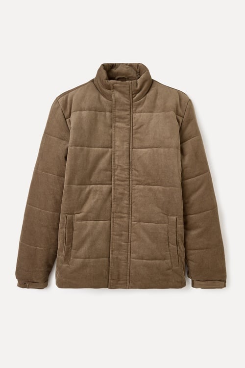  DİK YAKA KADİFE DOKULU PUFFER MONT