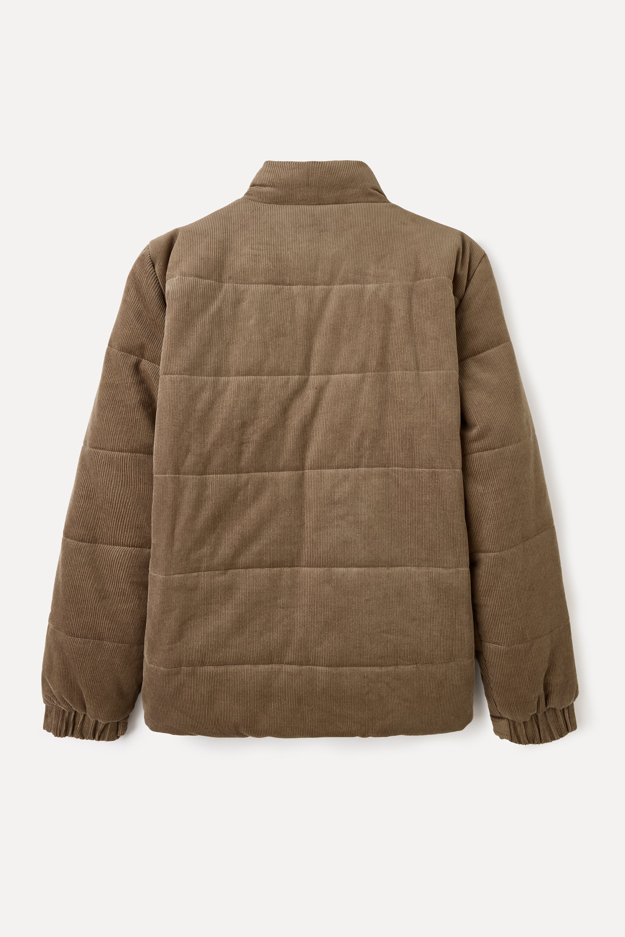 DİK YAKA KADİFE DOKULU PUFFER MONT