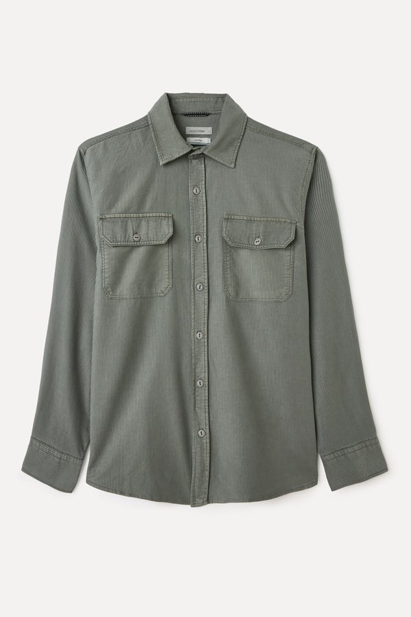 REGULAR FIT KADİFE DOKULU UZUN KOLLU GÖMLEK