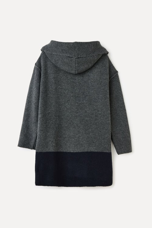 RENK BLOKLU OVERSIZE KAPÜŞONLU HIRKA