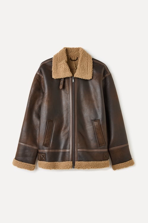  PELÜŞ DETAYLI DERİ GÖRÜNÜMLÜ MONT