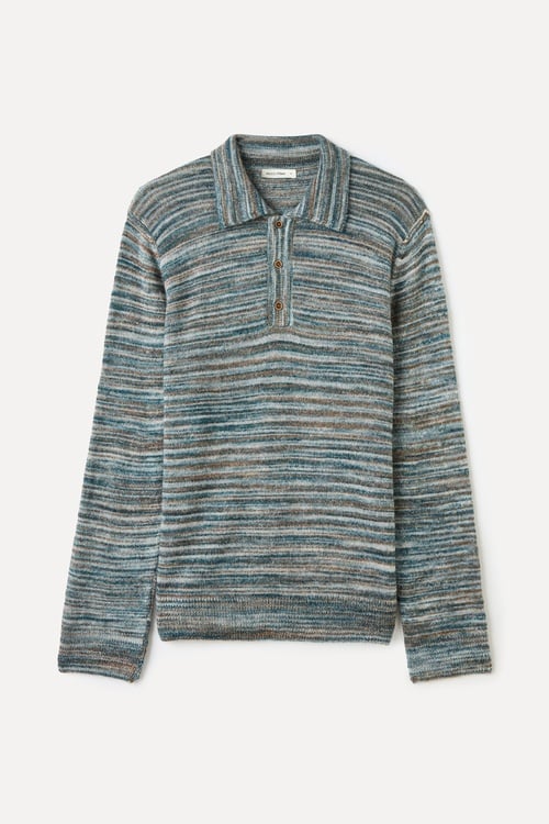 ÇİZGİLİ POLO YAKA KAZAK