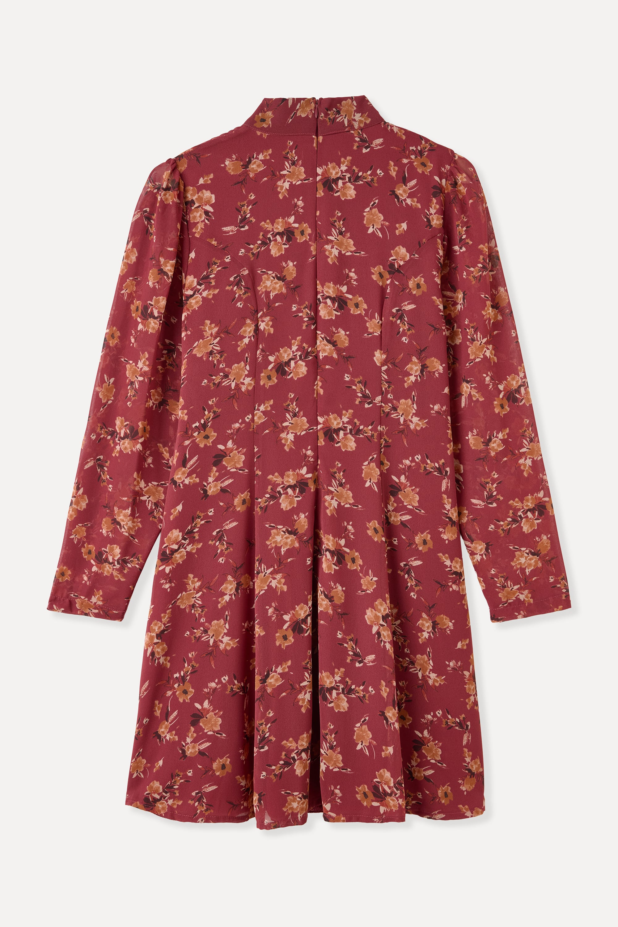 FLORAL BASKILI YAKASI BAĞLAMALI MİNİ ELBİSE