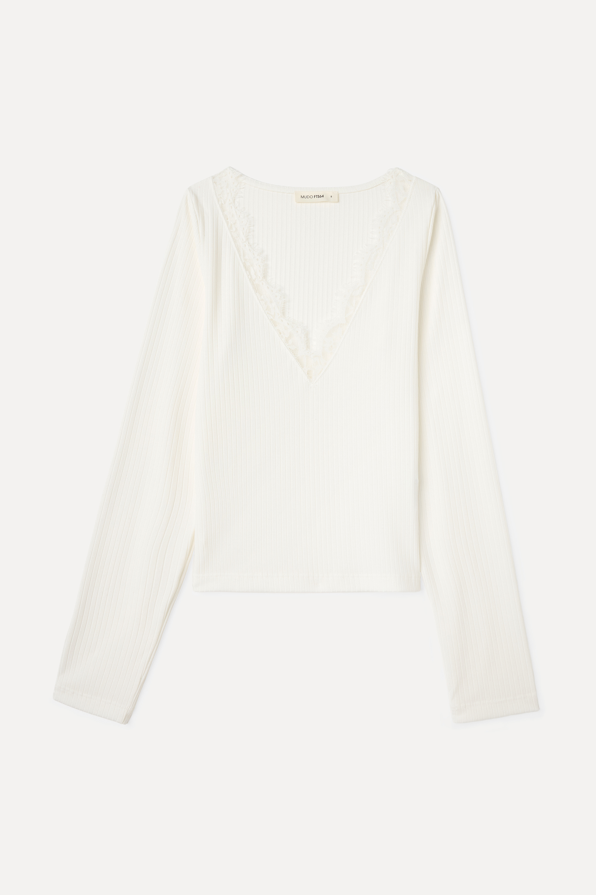 DANTELLİ V YAKA UZUN KOLLU T-SHIRT