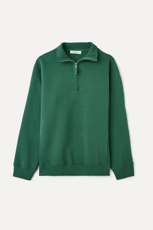  COMFORT FIT FERMUARLI DİK YAKA SWEATSHIRT