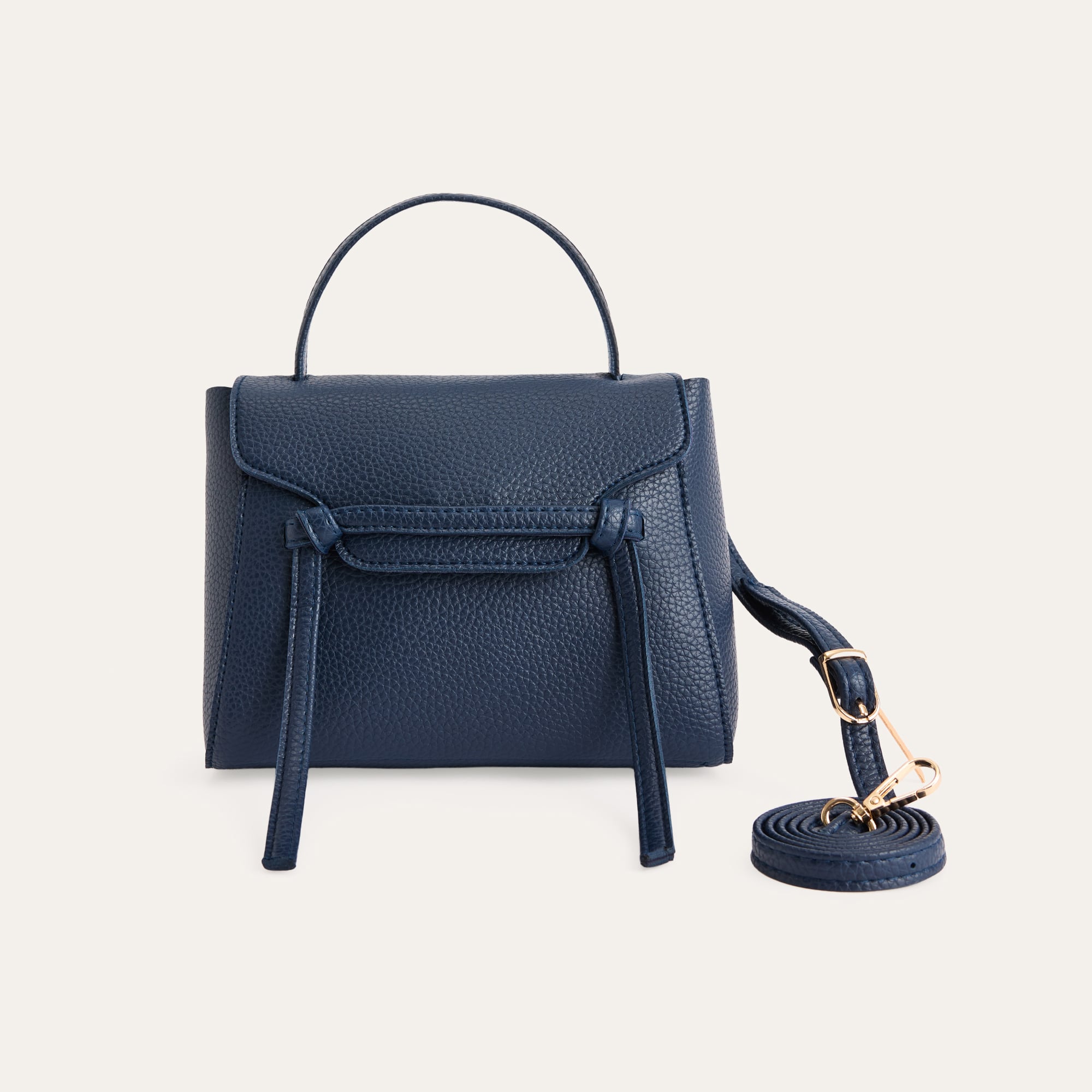 ŞERİT DETAYLI DERİ GÖRÜNÜMLÜ OMUZ ÇANTASI