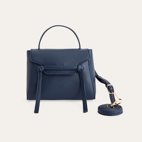 ŞERİT DETAYLI DERİ GÖRÜNÜMLÜ OMUZ ÇANTASI