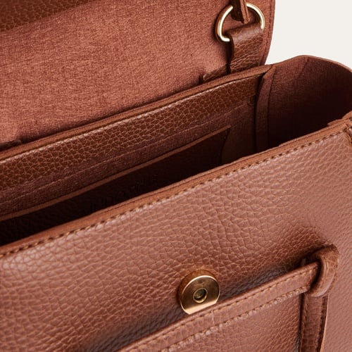 ŞERİT DETAYLI DERİ GÖRÜNÜMLÜ OMUZ ÇANTASI