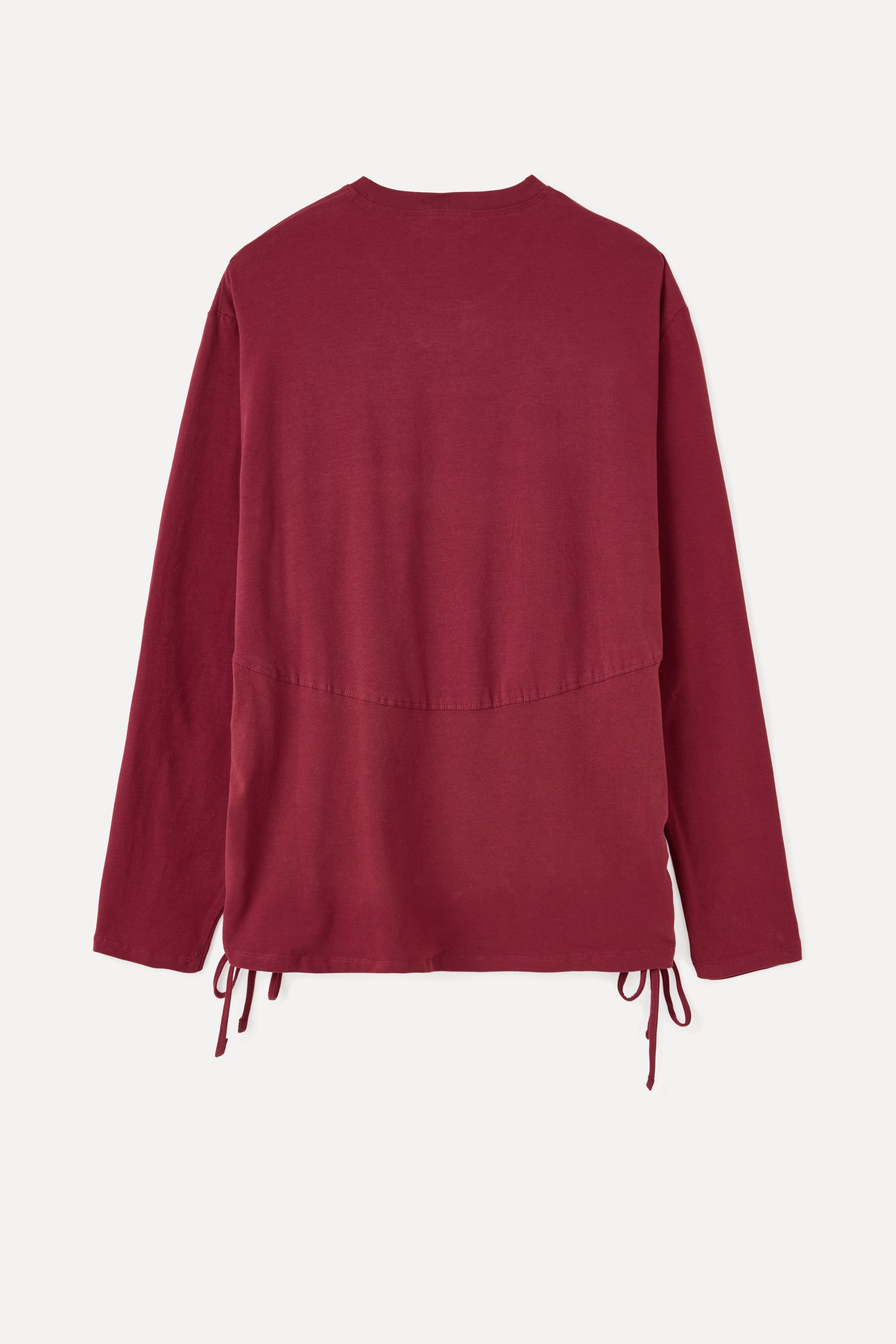 BELİ BÜZGÜLÜ OVERSIZE UZUN KOLLU T-SHIRT