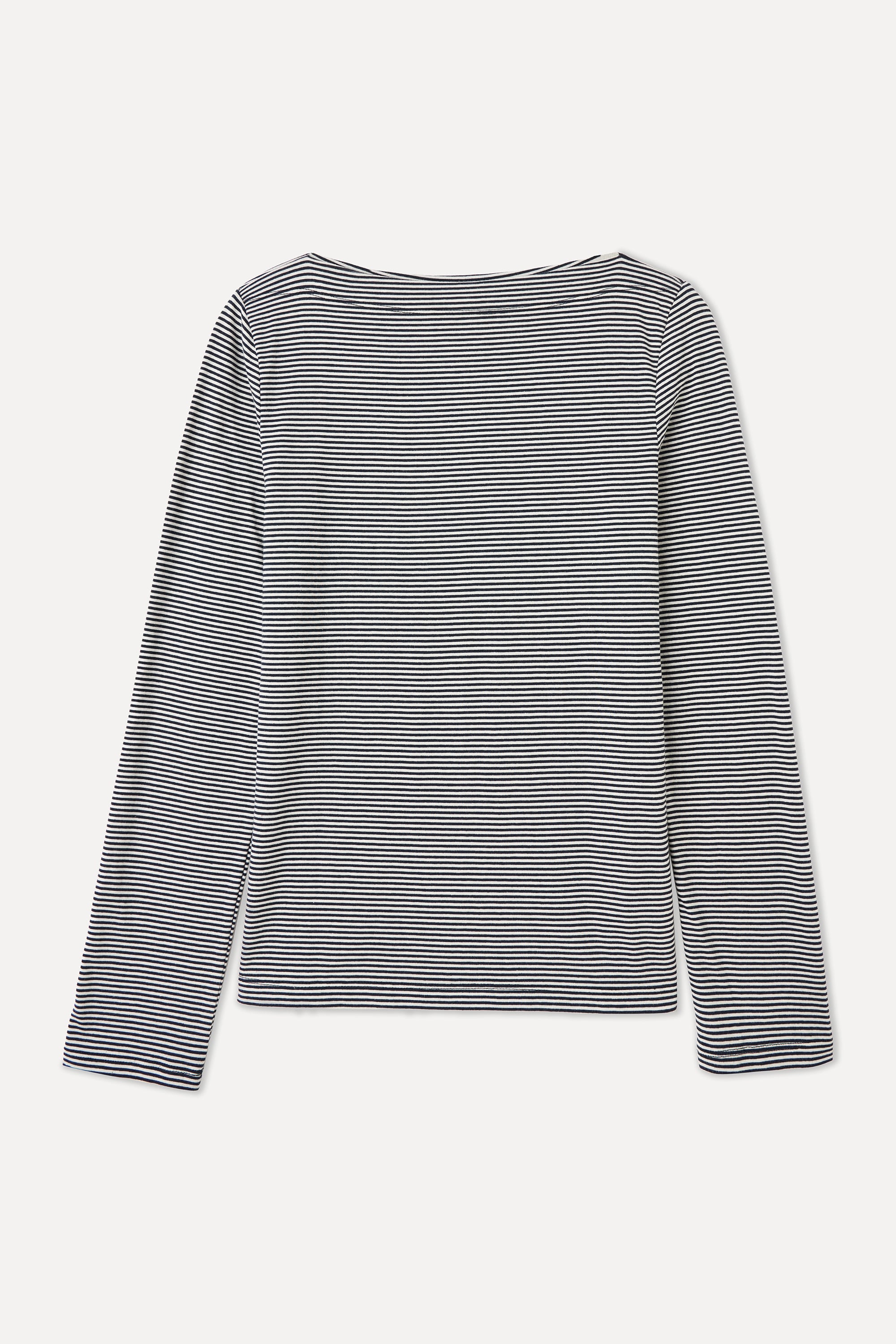 ÇİZGİLİ KAYIK YAKA UZUN KOLLU T-SHIRT