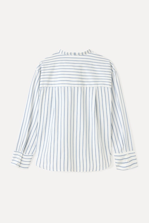  ÇİZGİLİ YAKASI BAĞLAMALI GÖMLEK