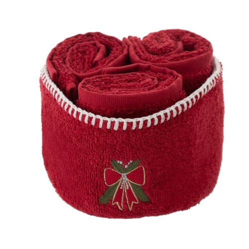 JOY 3'LÜ EL HAVLUSU SETİ KIRMIZI 30X30