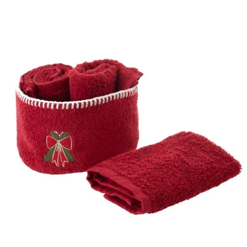 JOY 3'LÜ EL HAVLUSU SETİ KIRMIZI 30X30