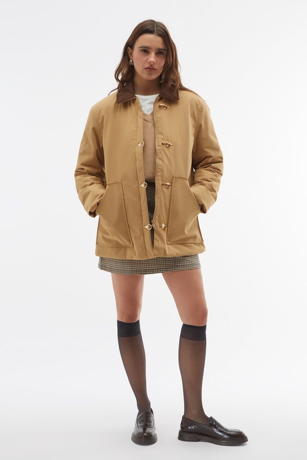 KADİFE YAKA DÜĞME DETAYLI MONT CEKET