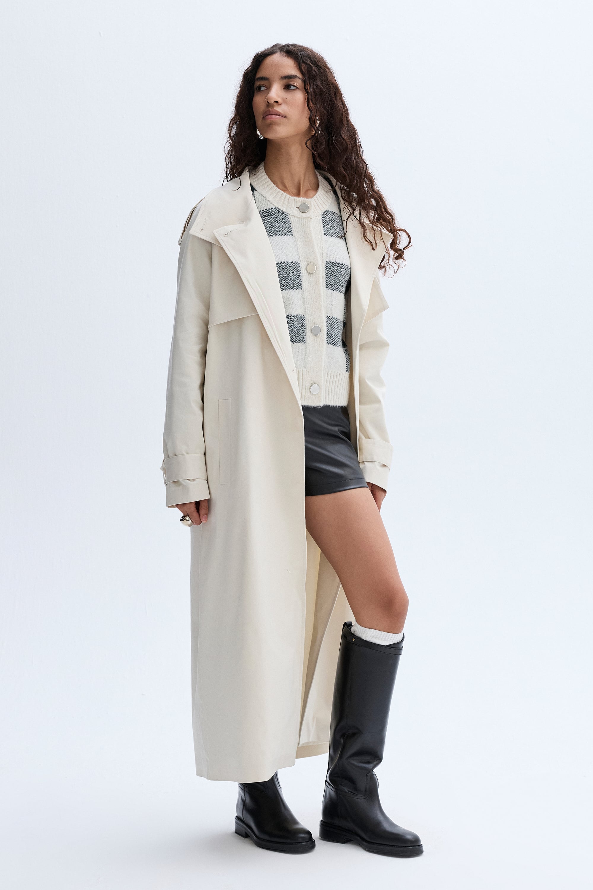 BAĞLAMALI UZUN OVERSIZE TRENÇKOT