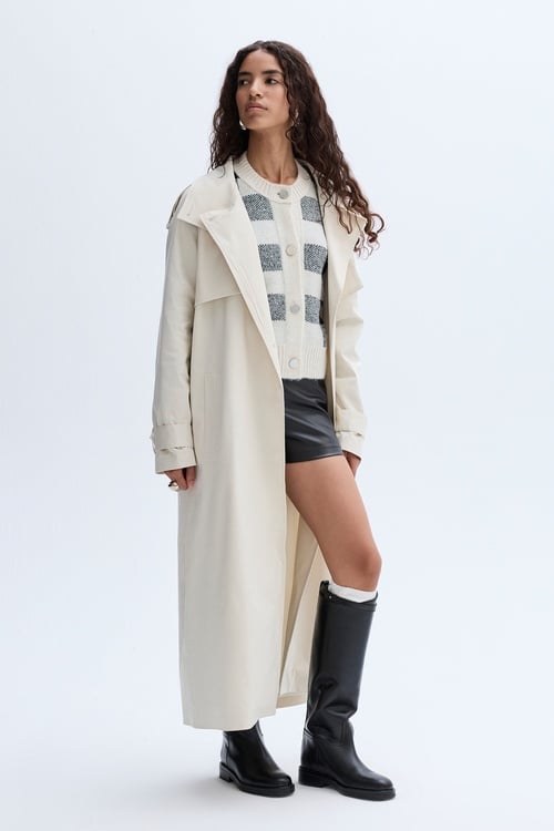 BAĞLAMALI UZUN OVERSIZE TRENÇKOT