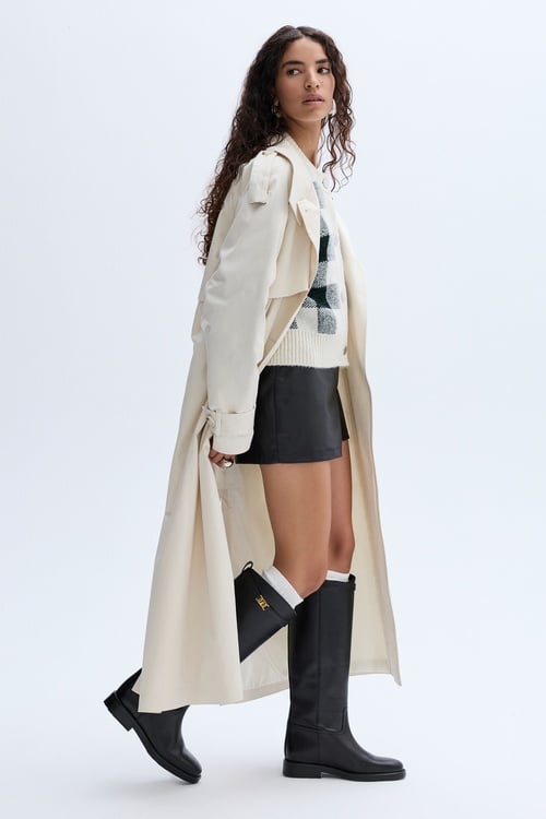 BAĞLAMALI UZUN OVERSIZE TRENÇKOT