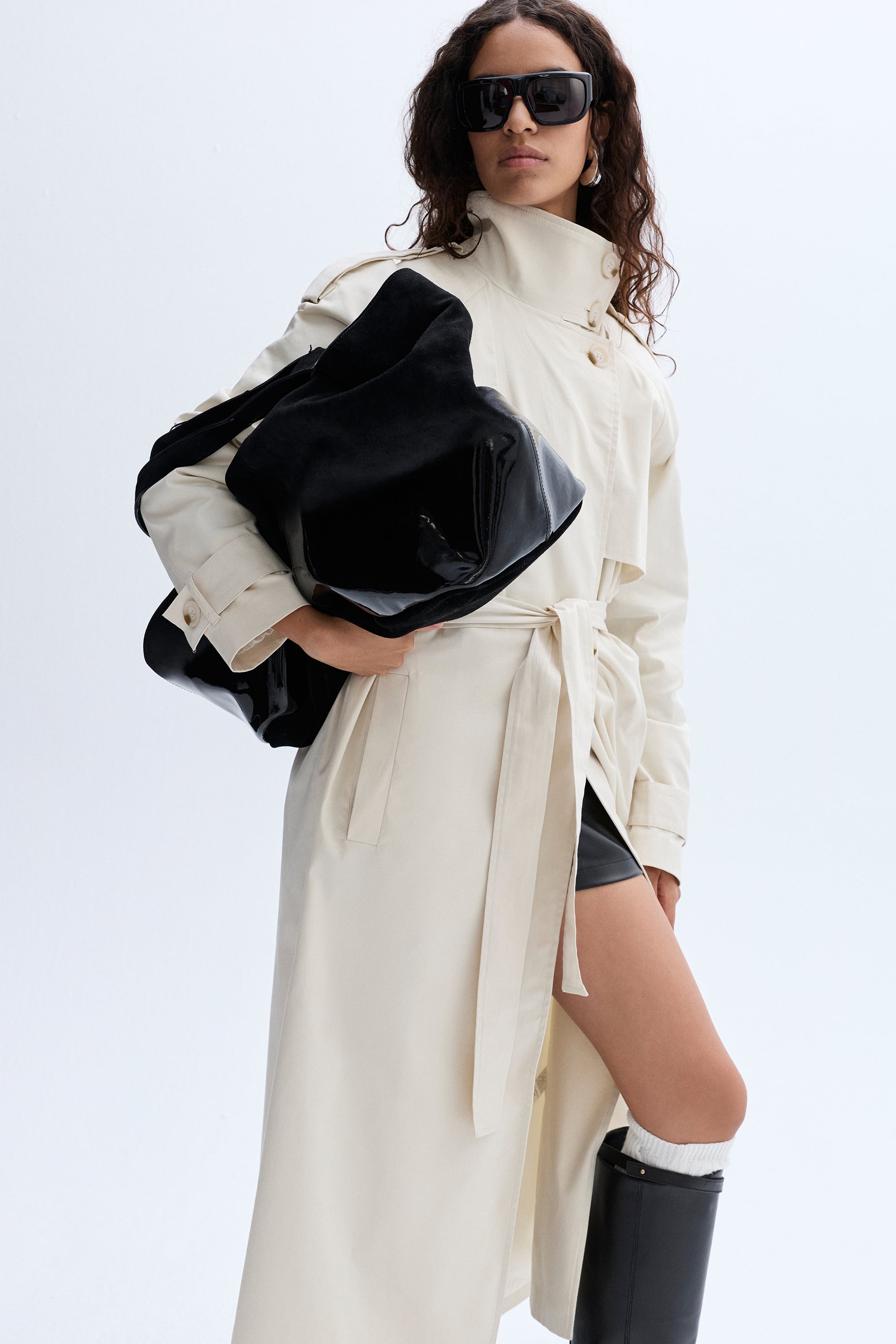 BAĞLAMALI UZUN OVERSIZE TRENÇKOT