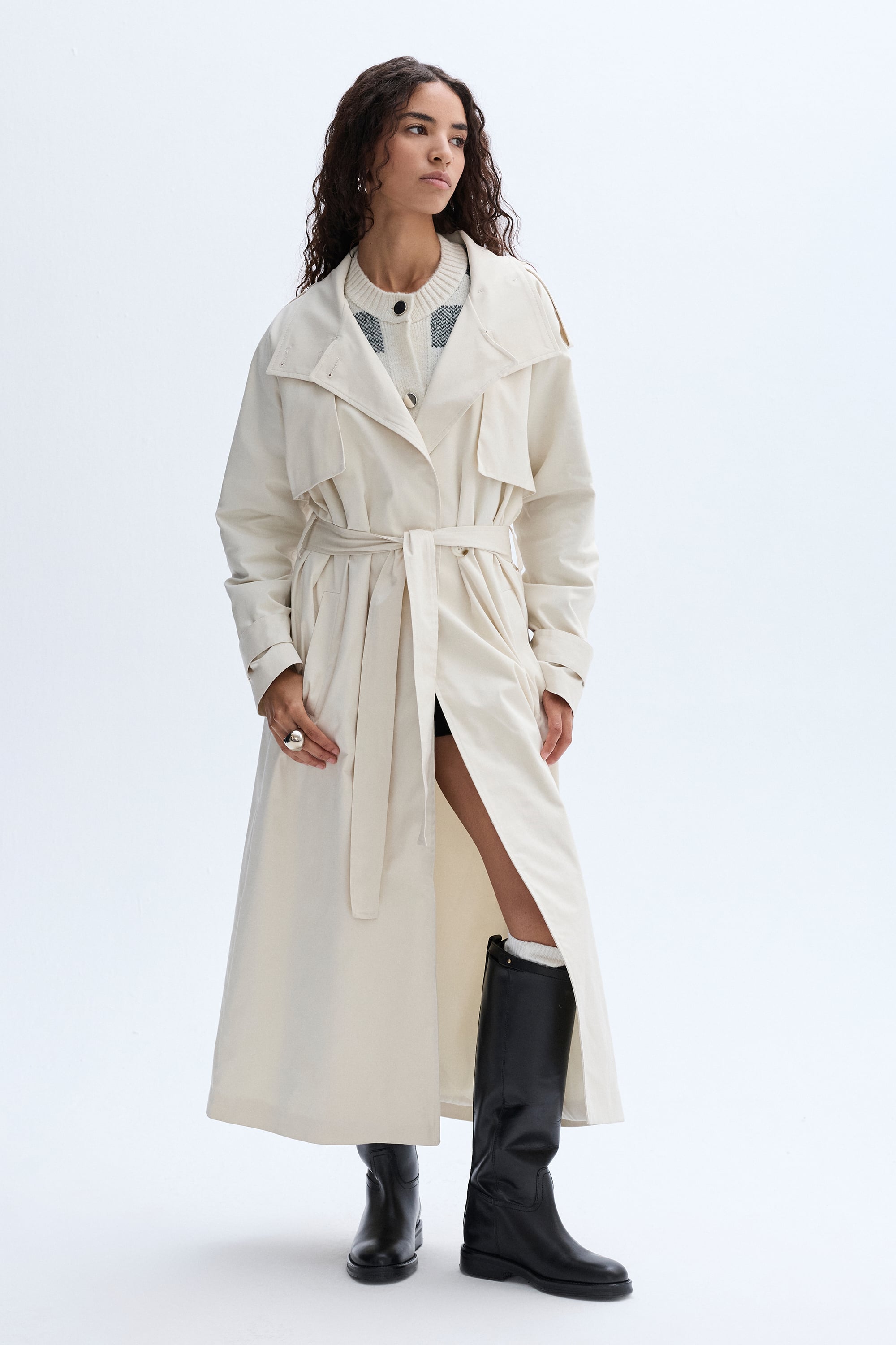 BAĞLAMALI UZUN OVERSIZE TRENÇKOT