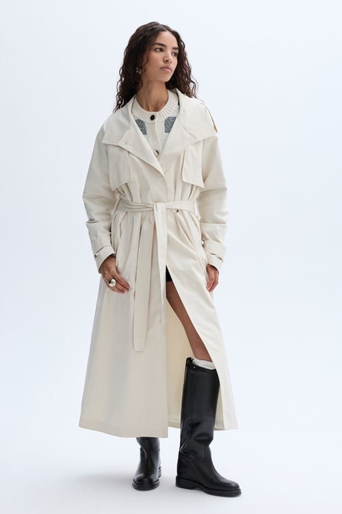 BAĞLAMALI UZUN OVERSIZE TRENÇKOT