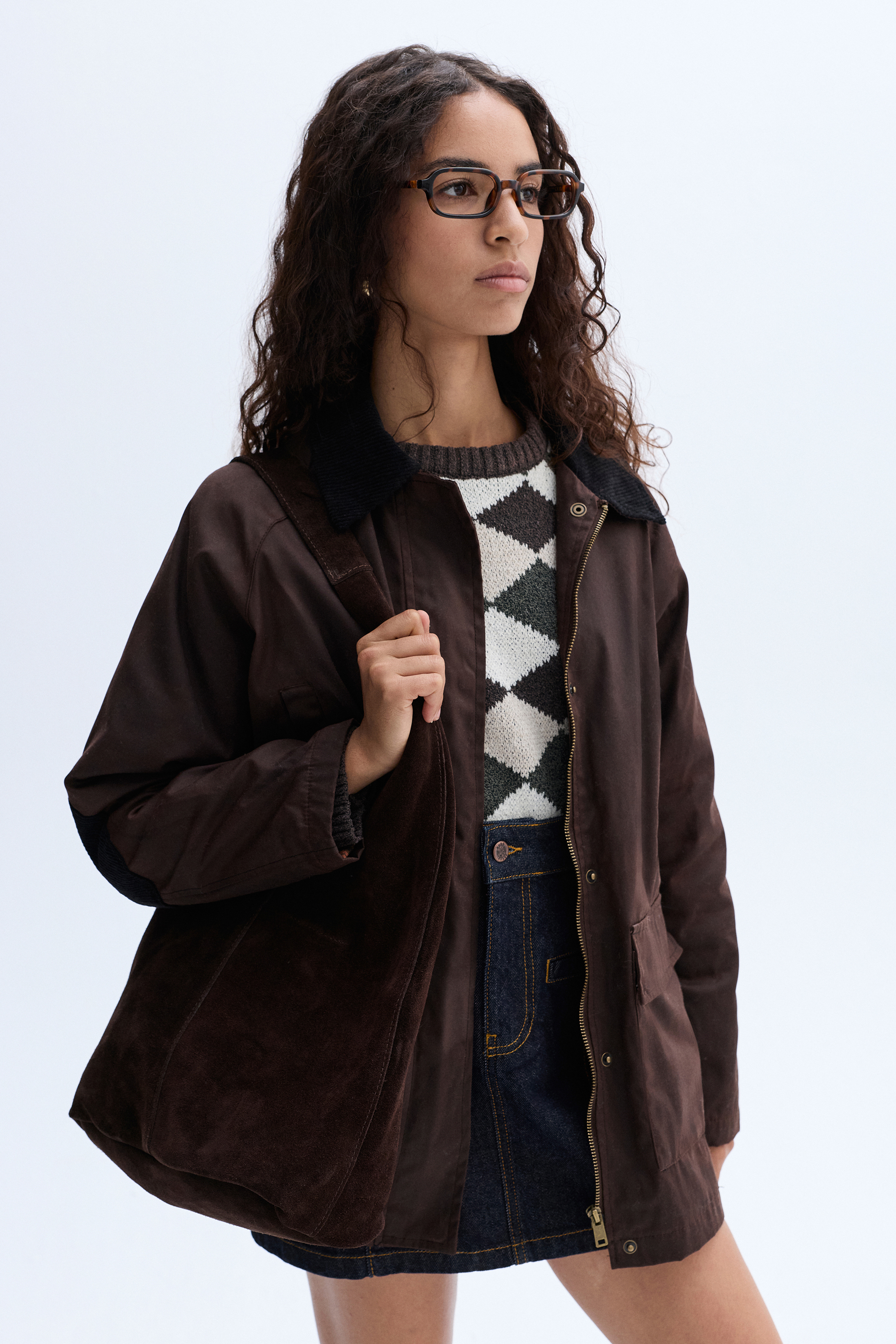 KADİFE YAKA OVERSIZE MONT CEKET