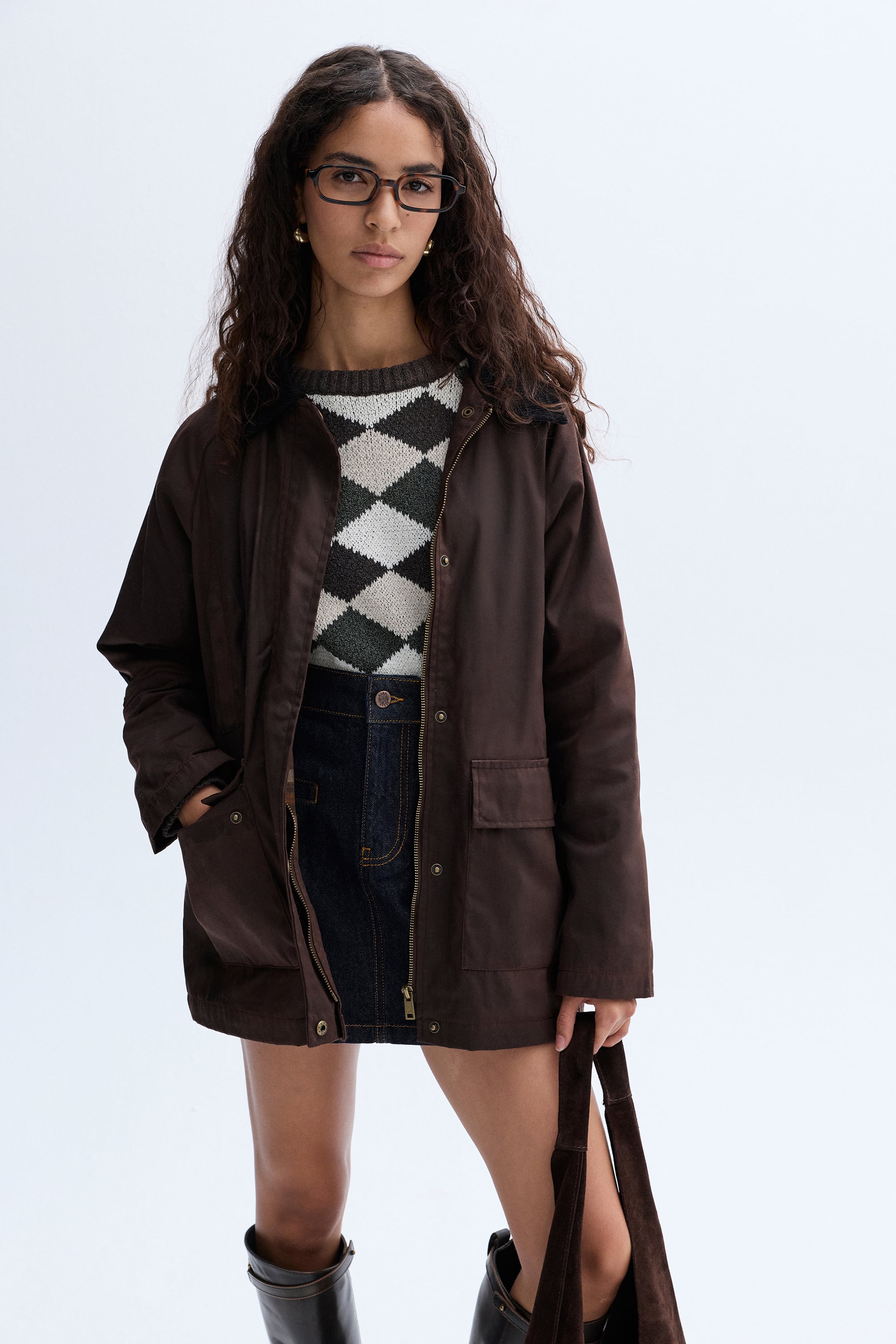 KADİFE YAKA OVERSIZE MONT CEKET