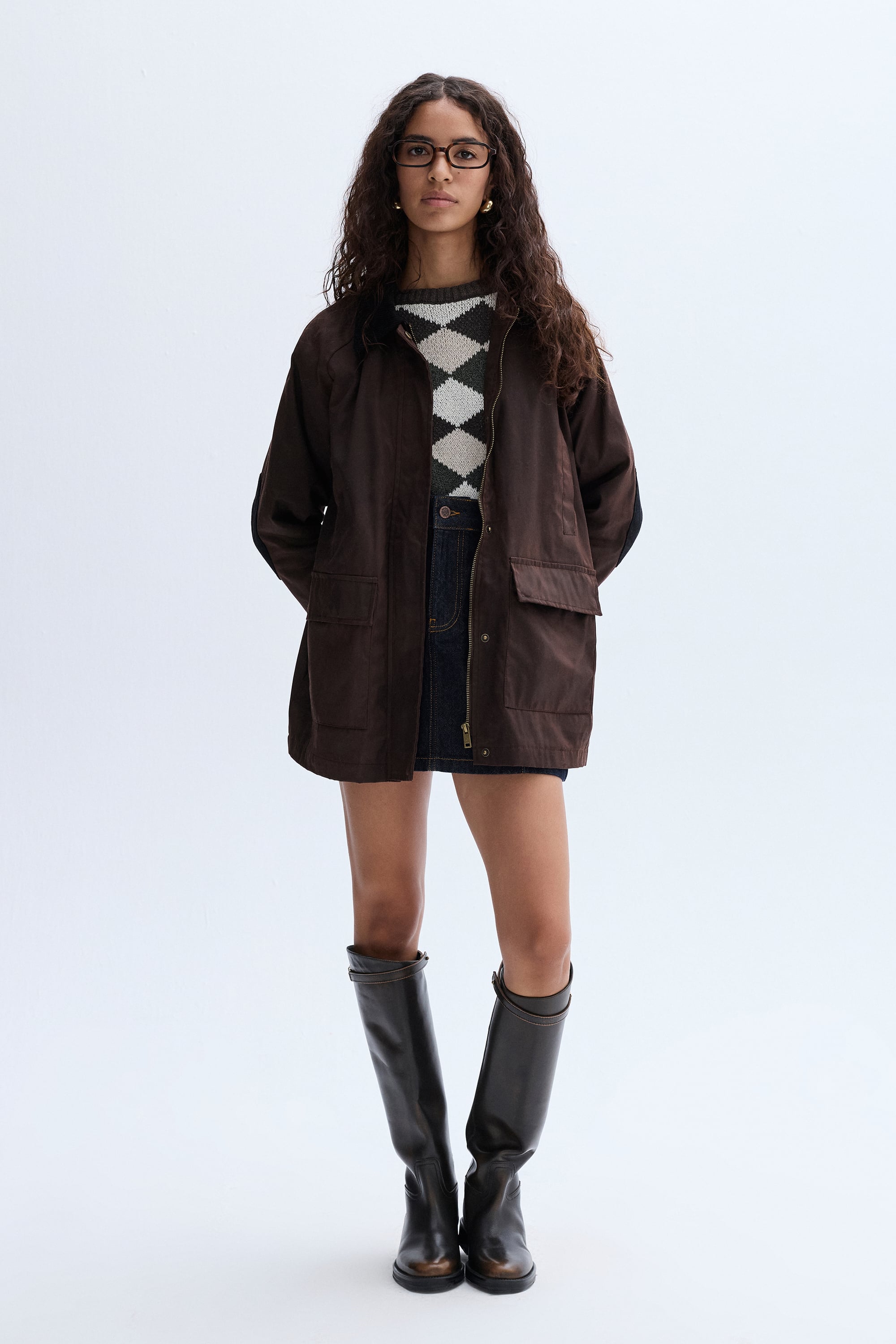 KADİFE YAKA OVERSIZE MONT CEKET