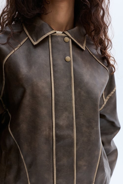 DERİ GÖRÜNÜMLÜ OVERSIZE MONT CEKET