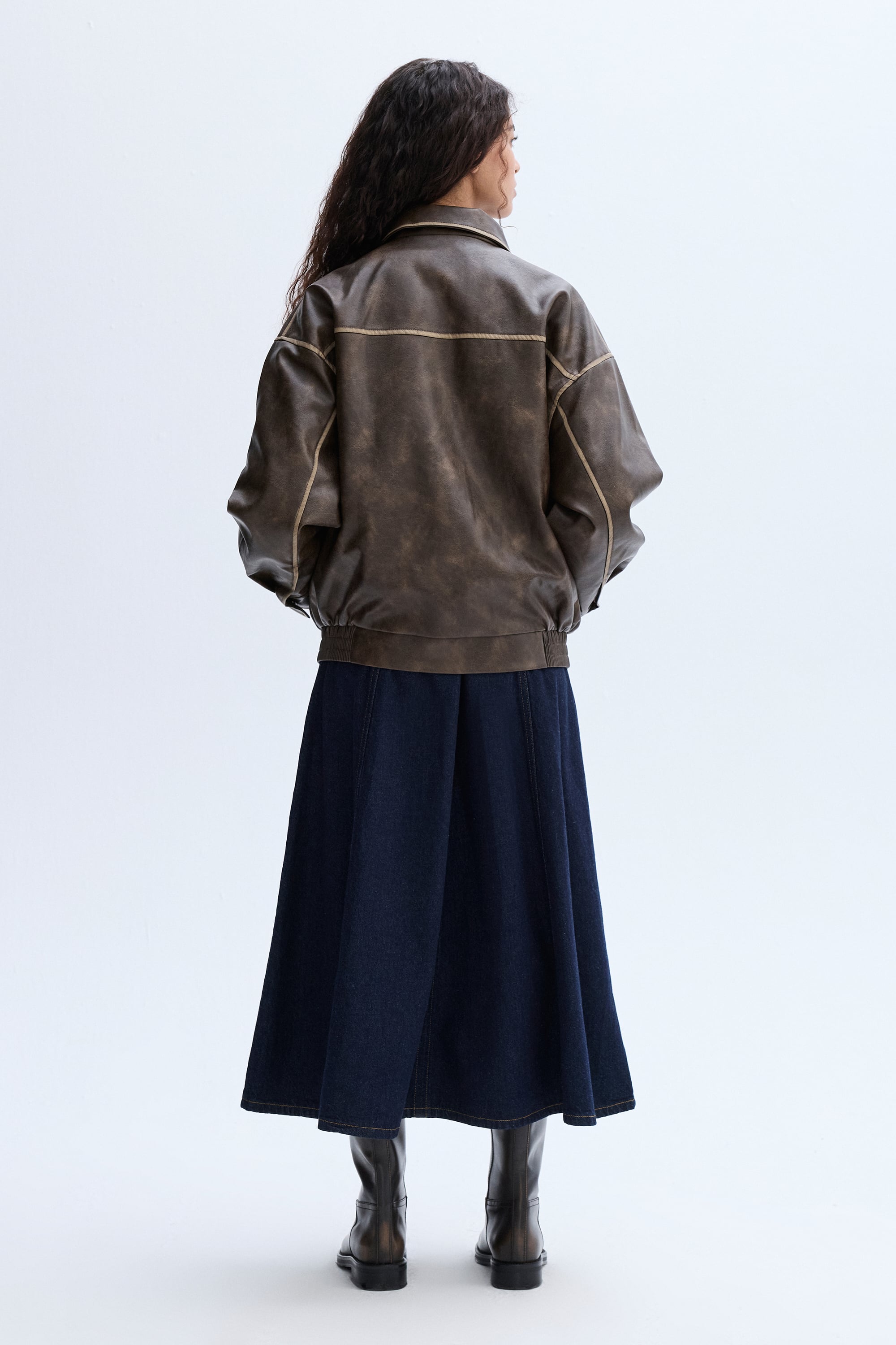 DERİ GÖRÜNÜMLÜ OVERSIZE MONT CEKET