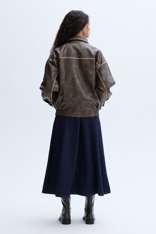 DERİ GÖRÜNÜMLÜ OVERSIZE MONT CEKET