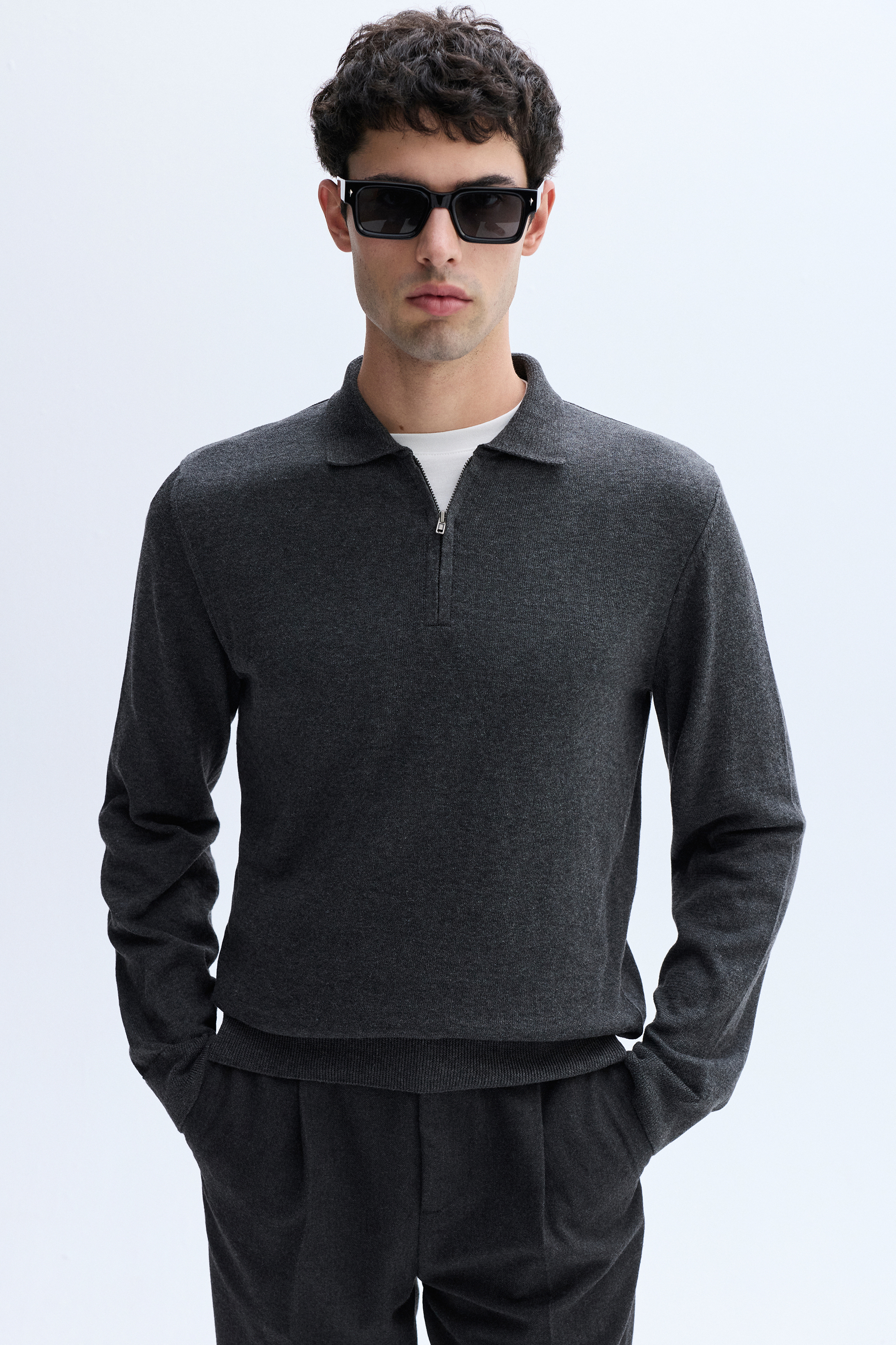 FERMUARLI POLO YAKA TRİKO KAZAK