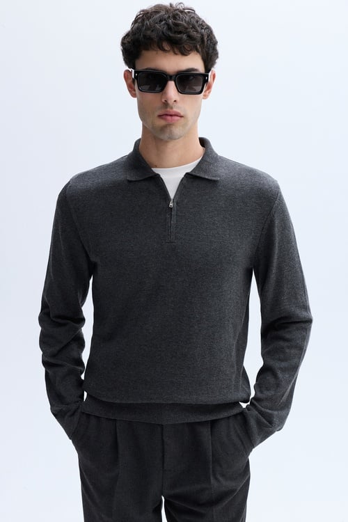 FERMUARLI POLO YAKA TRİKO KAZAK