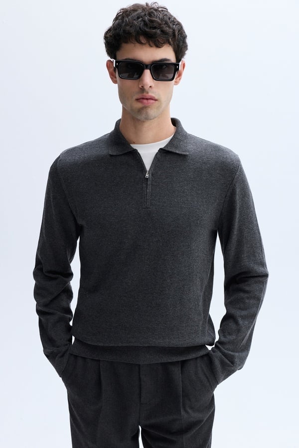 FERMUARLI POLO YAKA TRİKO KAZAK