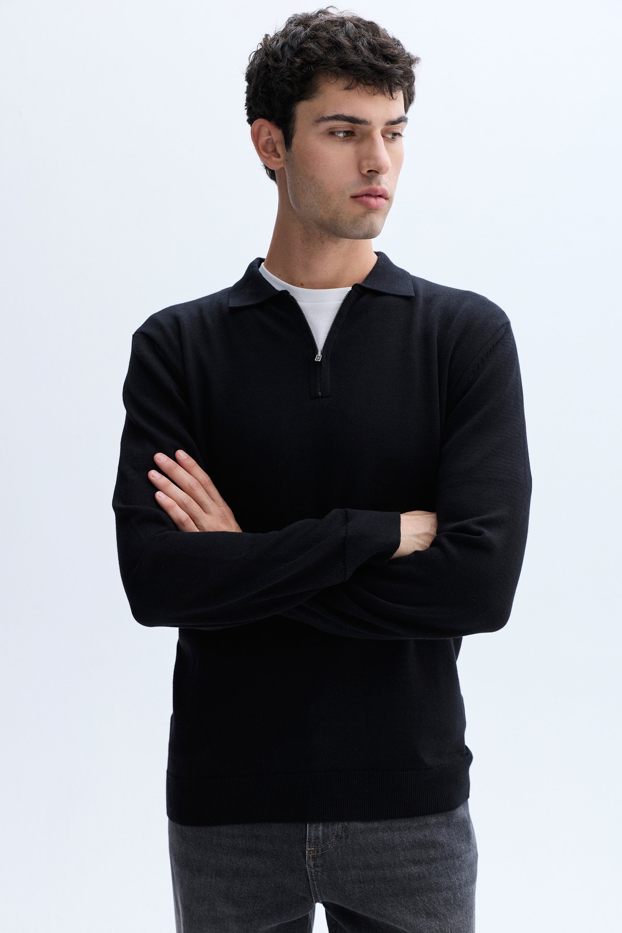 FERMUARLI POLO YAKA TRİKO KAZAK