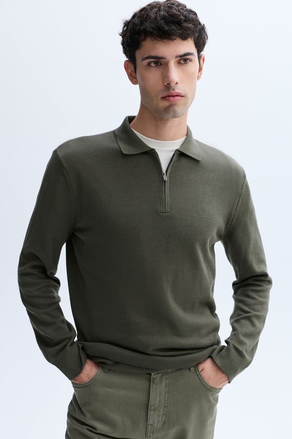 FERMUARLI POLO YAKA TRİKO KAZAK